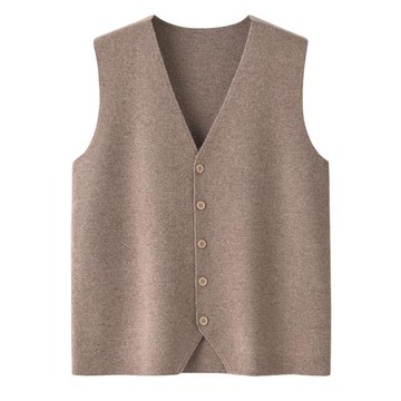 鄂爾多斯市100山羊絨馬甲男開衫V領四平針加厚保暖背心坎肩E4481