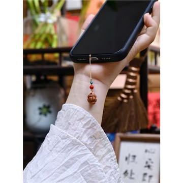 南星手工原創桃核筐手機鏈寶寶出行壓驚防驚嚇桃木朱砂護身掛件