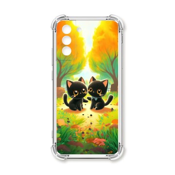S系列(其他) 殼 TRON 三星 S21 櫻花公園黑色貓咪 四角防摔殼 手機殼