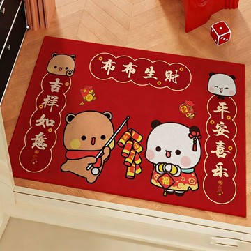 臺灣出貨+免運一二布布新年進門地墊入戶門墊紅色喜慶新居搬家地毯墊子耐磨可裁