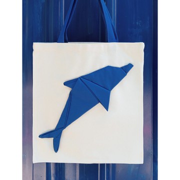 海豚摺紙帆布手提袋