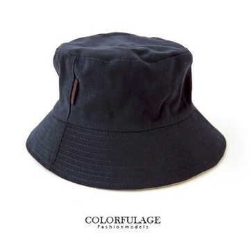 深藍色質感帆布漁夫帽 素面韓系簡約 戶外遮陽帽 柒彩年代【NH157】旅遊外出搭配