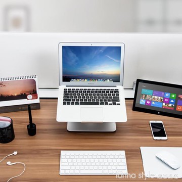 筆記本支架AP-2鋁合金macbook辦公室桌面旋轉增高托架電腦架【林之舍】