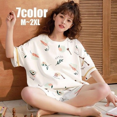 パジャマ レディース 夏 半袖 寝巻き 部屋着 綿パジャマ パンツ 可愛い オシャレ きれいめ 上下セット レディースルームウエア ゆったり 7色 通販 Lineポイント最大get Lineショッピング