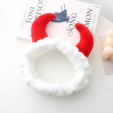 紅色牛角發帶女洗臉頭箍發箍網紅本命年頭飾牛年發飾月子頭巾春秋