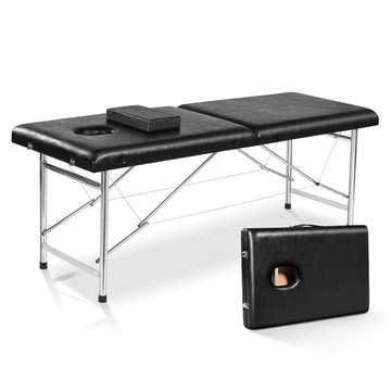 彬彬小舖 不鏽鋼支架折疊按摩床 附頭枕 + 床罩 寬70cm  黑色