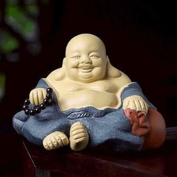 宜興紫砂茶寵擺件可養彌勒佛茶具茶玩茶桌手工招財茶室茶寵擺件