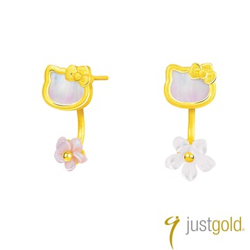 【Just Gold 鎮金店】櫻花綻放系列Kitty 純金耳環