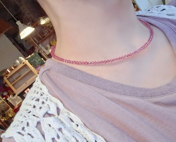 輕奢。珠寶 。粉晶頸圈