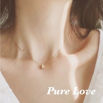 Pure Love樂芙 /正韓 鈦鋼【316L醫療鋼】G01155滿鑽小蠻腰鎖骨鏈 短項鏈 / 金