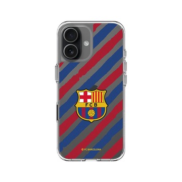 iPhone 17 Clear Case（相機按鈕） 透明 - FC Barcelona - Logo - Striped Background