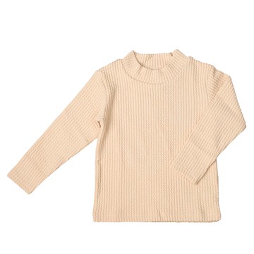 akachan honpo - 麻花針織上衣-淺卡其色