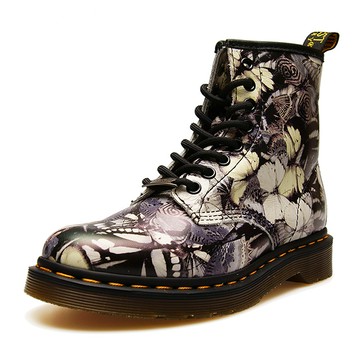 TM-4617黑白蝴蝶花馬丁靴