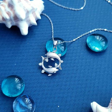 海豚灣。海豚造型 925銀墬鍊 短項鍊