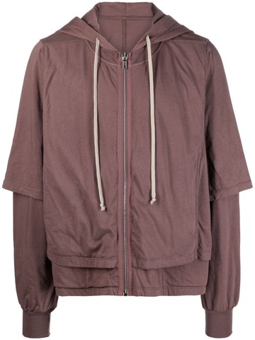 Rick Owens DRKSHDW - layered cotton zip-up hoodie - men - Cotton - S - Purple