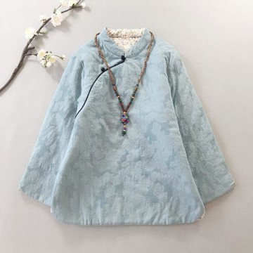 復古中國風棉麻提花立領斜襟盤扣棉服女冬加厚夾棉亞麻禪茶服棉衣