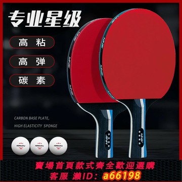 【台灣公司 可開發票】專業級乒乓球拍直拍橫拍旗艦店正品四星碳素底板小學生球板兵乓拍