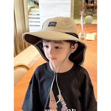 兒童帽子大帽檐寶寶夏款披肩防曬帽防紫外線男童遮陽帽女童漁夫帽