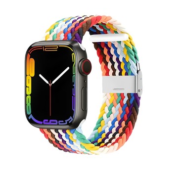 ANTIAN 雙色編織尼龍卡扣錶帶 41/42/44/45/46/49mm  Apple Watch Ultra 2 Series 10/9/8/7/SE/6/5/4  彩虹色  1個