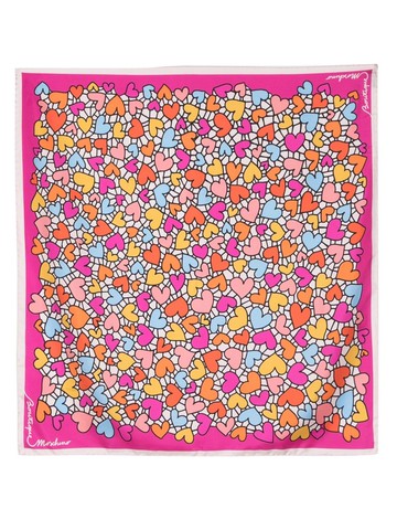 Moschino - heart-print silk scarf - women - Silk - One Size - Pink