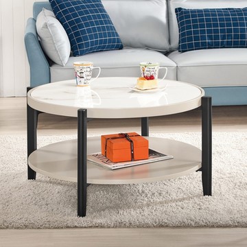 Boden-洛塔2.9尺圓形白色岩板大茶几-88x88x45cm