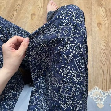【雅韻衣櫥】女薄款春夏垂感睡褲棉綢人棉寬鬆加長直筒闊腿大碼居家外穿遛彎褲