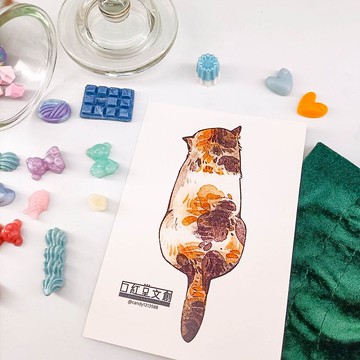 KR474_口紅堂明信片_三花貓12_candy1313588 postcard