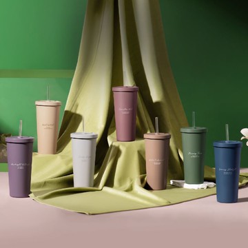 小莊園系列陶瓷易潔層吸管杯710ml 樹藤之森－軍綠