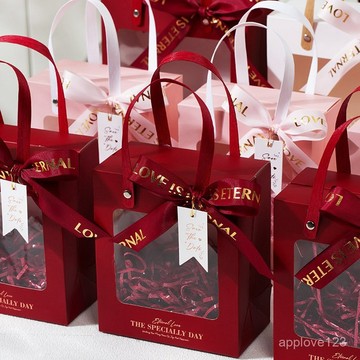 🔥臺灣夯貨+99免運✨伴手禮手提禮品袋子高級結婚婚禮生日透明口紅小號禮物包裝袋 4A58