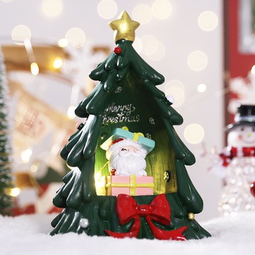 圣誕節裝飾品圣誕樹老人自帶電子發光工藝品圣誕擺件禮物室內道具