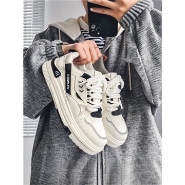 男鞋秋冬2026新款透氣百搭休閑帆布板鞋運動厚底增高小白潮鞋爆款