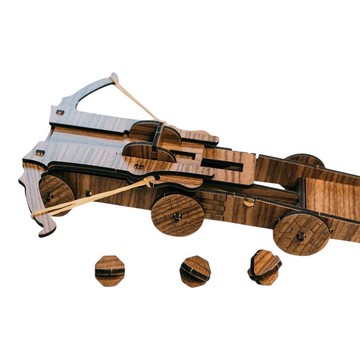 【 DIY 手作】達文西手稿模型-弩砲 木頭模型 聖誕禮物