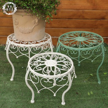 歐式創意皇冠花架凳子型落地陽臺庭院小矮擺設花盆鐵藝置物花架子