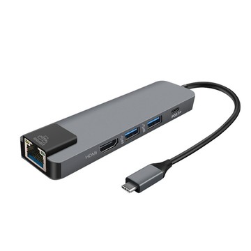 ANTIAN Type-C 五合一多功能轉接器 HUB集線器 網路轉換器 HDMI USB3.0轉接頭 mac擴展塢 筆電轉接線