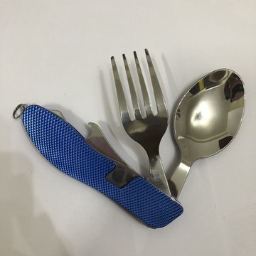 [沐沐屋]瑞士刀 不銹鋼野外求生 湯匙 餐具 開瓶器 叉子5合一 露營用具