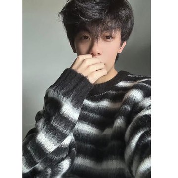 馬海毛條紋毛衣男秋冬新款美式復古慵懶風寬松潮牌情侶套頭針織衫