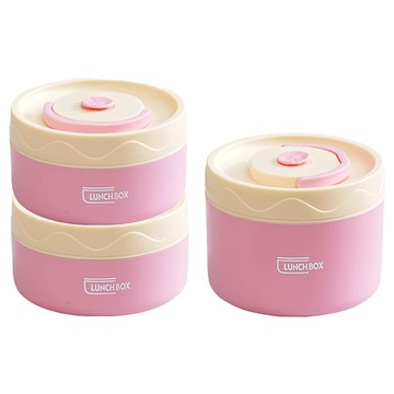 Couselect 可微波爐加熱陶瓷飯盒 115 x 115 x 215mm 300ml 2個 + 450ml 附保溫袋  活力粉  1組