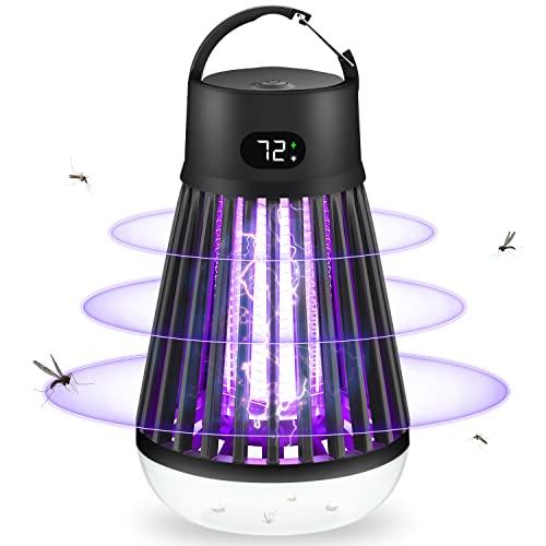 DeliToo 捕虫器 2023最新 電撃殺虫灯LEDランプ 電気蚊取り器 2in1 usb充電式 大容量2000mAh UV光源吸引式 LED誘虫灯