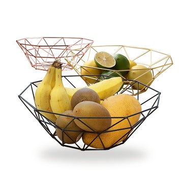 【好物良品】三角矮款_北歐簡約幾何家用客廳餐桌收納籃三角矮款_金色