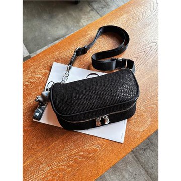 亮片女包包斜跨包2024韓版時尚餃子包無紡布單肩包腋下包月牙包潮