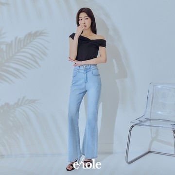 後蝶結造型口袋牛仔長褲