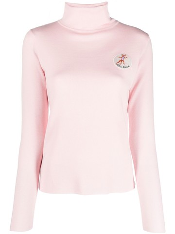 Maison Kitsuné - Oly flower fox patch wool jumper - women - Wool - XS - Pink