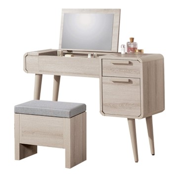 文創集 黛妮3尺上掀式鏡面鏡台組合(含化妝椅)-92x41x76cm免組