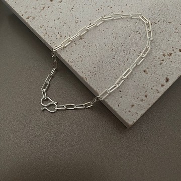 長方純銀手鏈S鈕子 925純銀制手環 個性百搭款