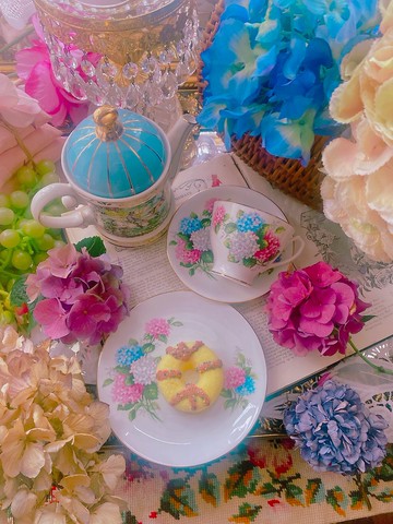 英國製Windson 骨瓷杯手繪繡球花圖騰骨瓷花茶杯咖啡杯母親節禮物