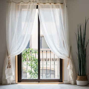 掬涵 天然亞麻定制窗簾窗紗半遮光寬幅無拼接裝飾布藝日式美式