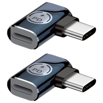 UniSync Apple專用Type-C轉Lightning PD35W 快充傳輸轉接頭 側彎款  黑色  2個  19mm