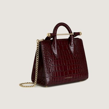 Strathberry - Nano Tote - Top Handle Leather Mini Tote Bag - Burgundy