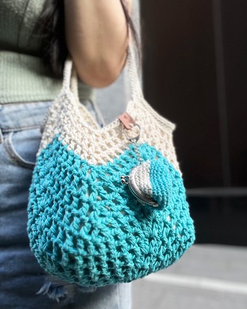 【棉織胖胖包】奶白機器貓・手提/肩揹/子母包/手工編織包