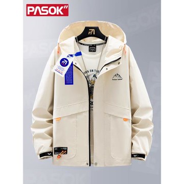 沖鋒衣外套男2025春季戶外工裝男生痞帥連帽秋裝上衣潮牌男士夾克